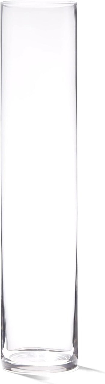 4E's Novelty 16" Cylinder Glass Vase – Elegant Clear Glass Vase for Flowers, Candles & Decor. Perfect Cylinder Vase!